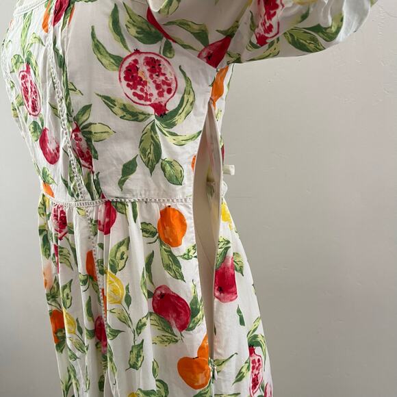 Nobody's Child Isla Fruit Print Midaxi Dress Puff Sleeve Novelty Colorful Size 6 - Picture 8 of 16